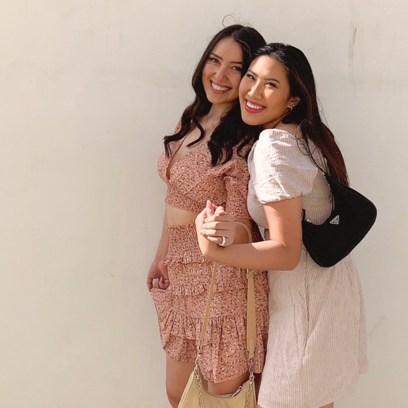 Pink floral ruffle nasty gal set - Picture 1 of 7